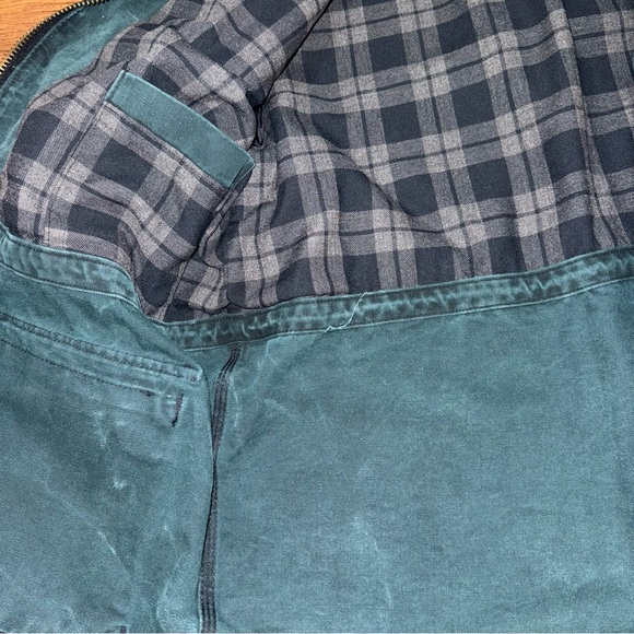 VTG Carhartt Jacket Barn Coat Men Blanket Lined CW043 Green Cape L 90s Detroit - Picture 5 of 10